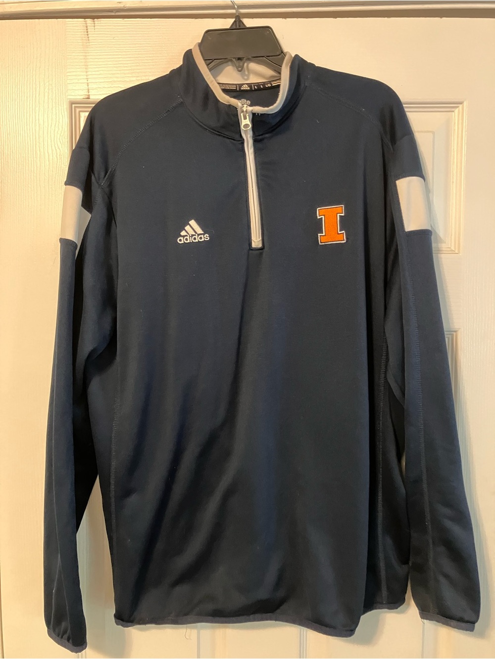 llinois Fighting Illini Adidas Climate 1/4 Zip Athletic Sweatshirt Blue Mens L